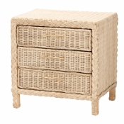 bali & pari Lanica Japandi Sun Bleached Rattan 3-Drawer Nightstand